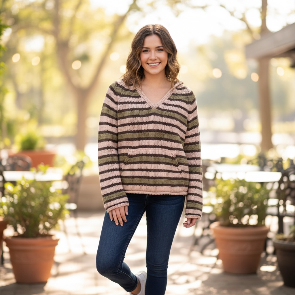 Green and Brown VNeck Sweater