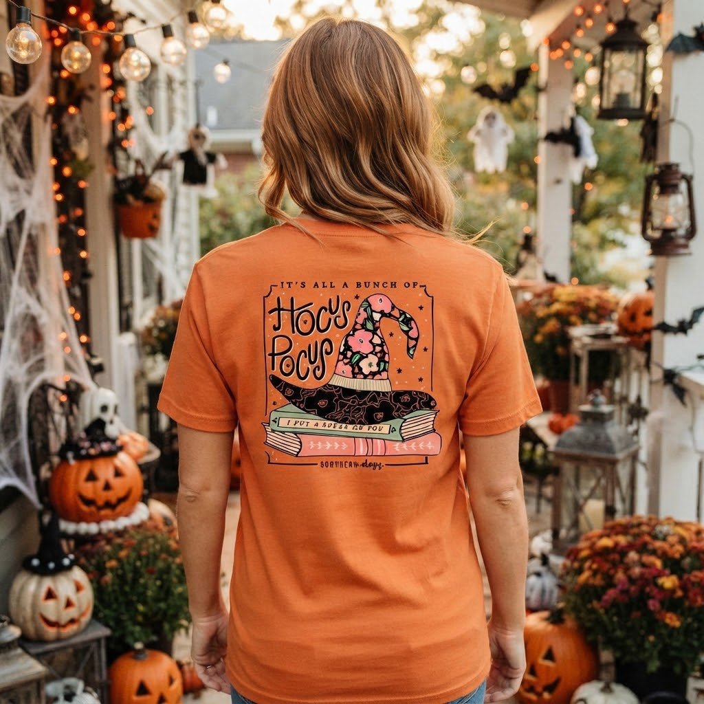 Southernology Hocus Pocus Witch Hat Halloween T-Shirt - Orange