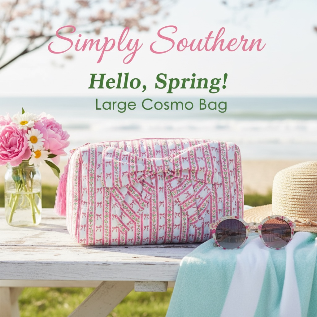 Simply Southern Large Cosmo Bag Pink Bow