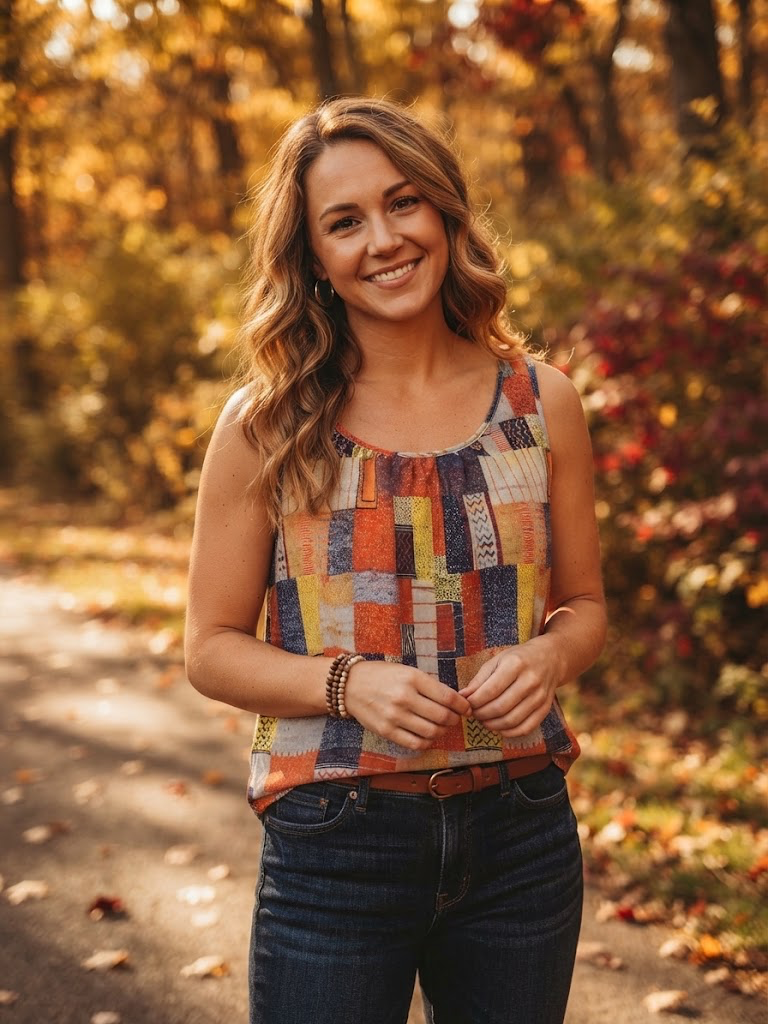 ORANGE PLAID TANK