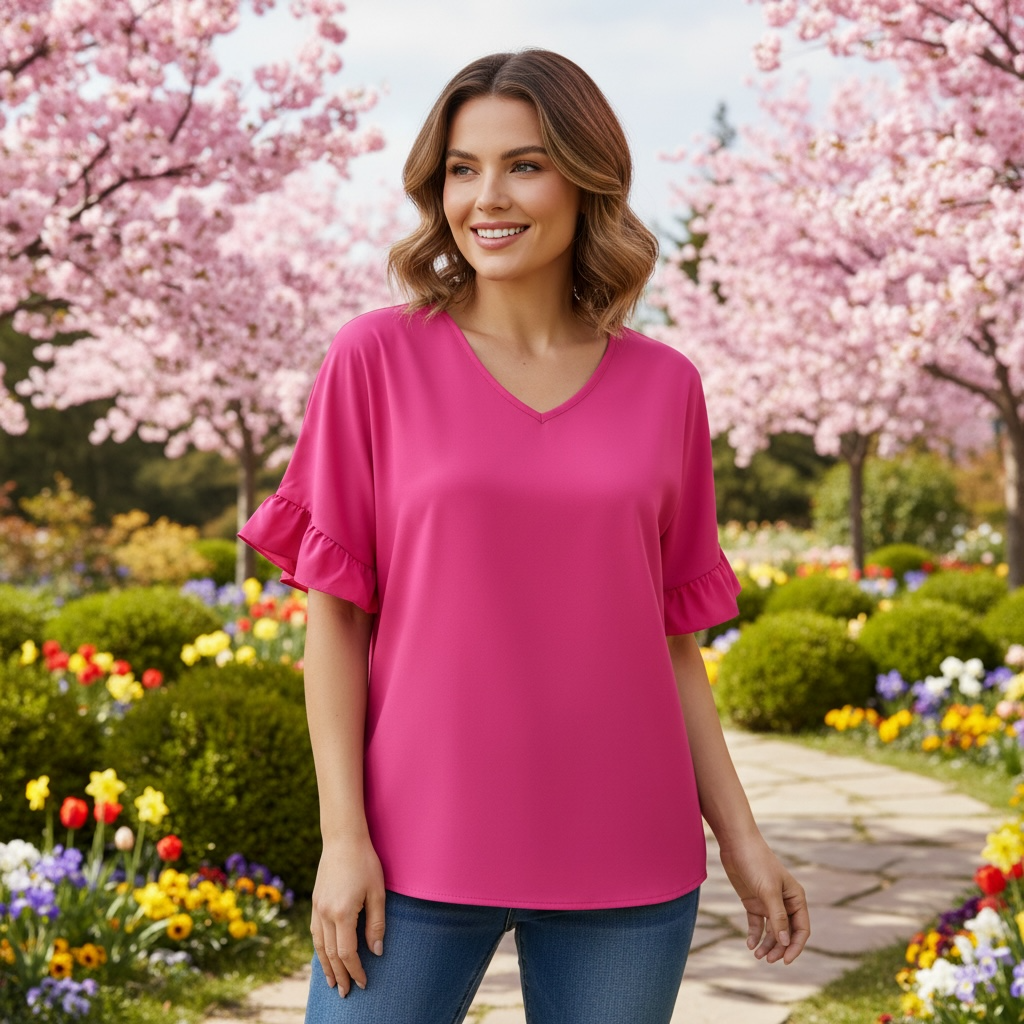 PINK VNECK BLOUSE