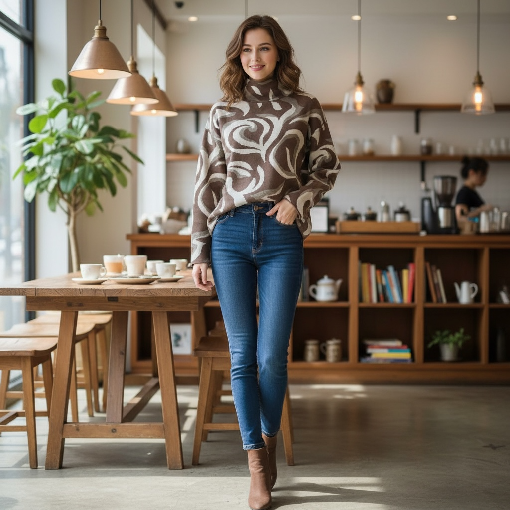 Tan Swirl Sweater