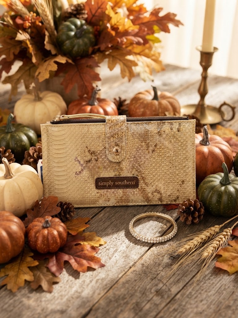 Simply Southern Double Zip Wallet Gold Snake