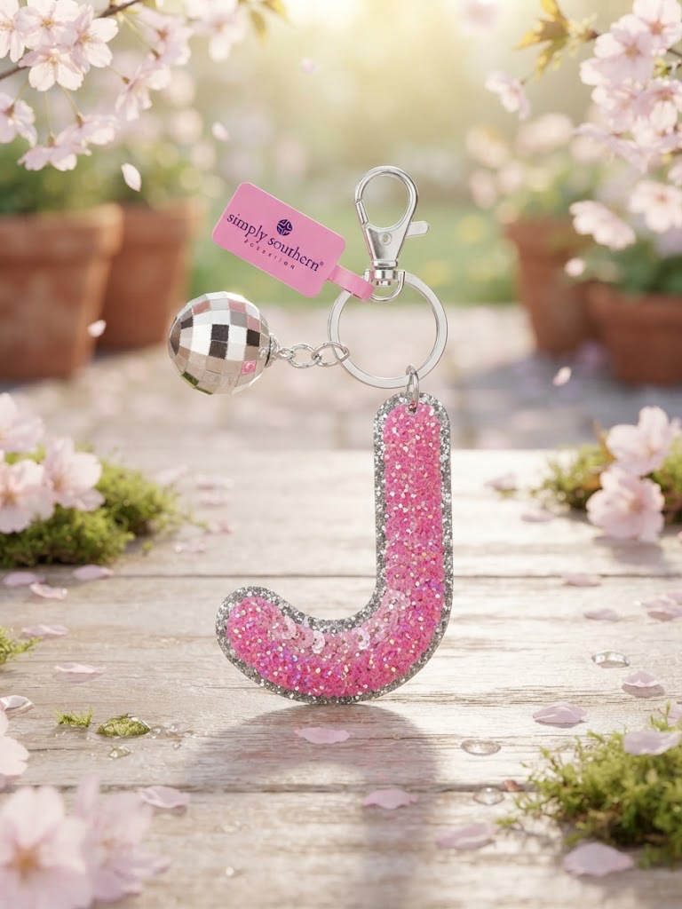 Simply Southern Sparkle Initial Keychain