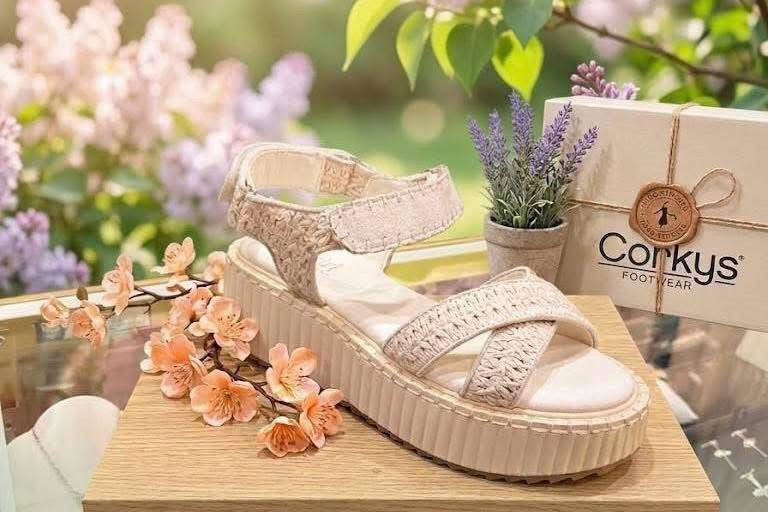 Corkys Total Catch White Platform Wedge Sandals