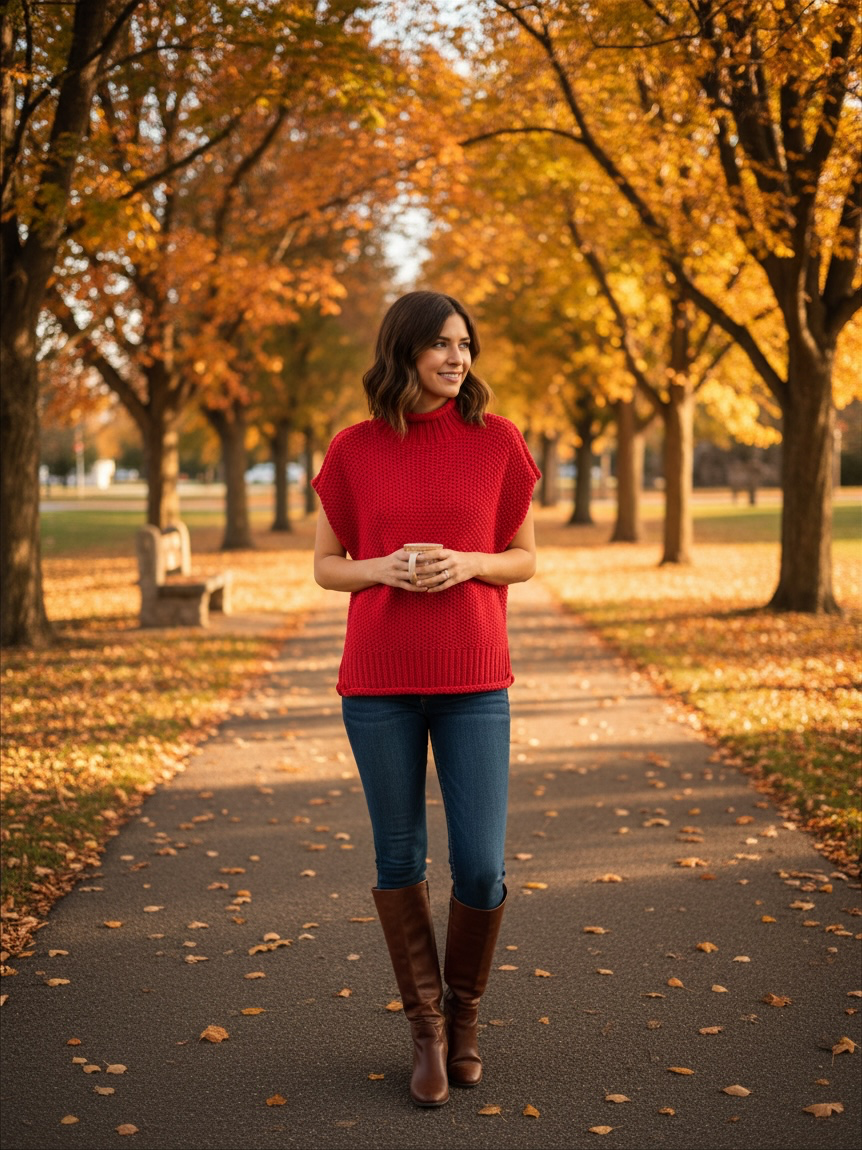 She+Sky Sleeveless Sweater Red