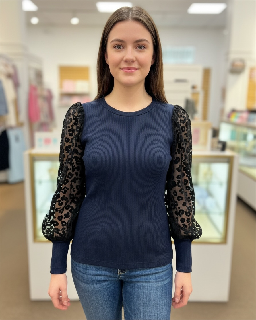 NAVY & BLACK TOP