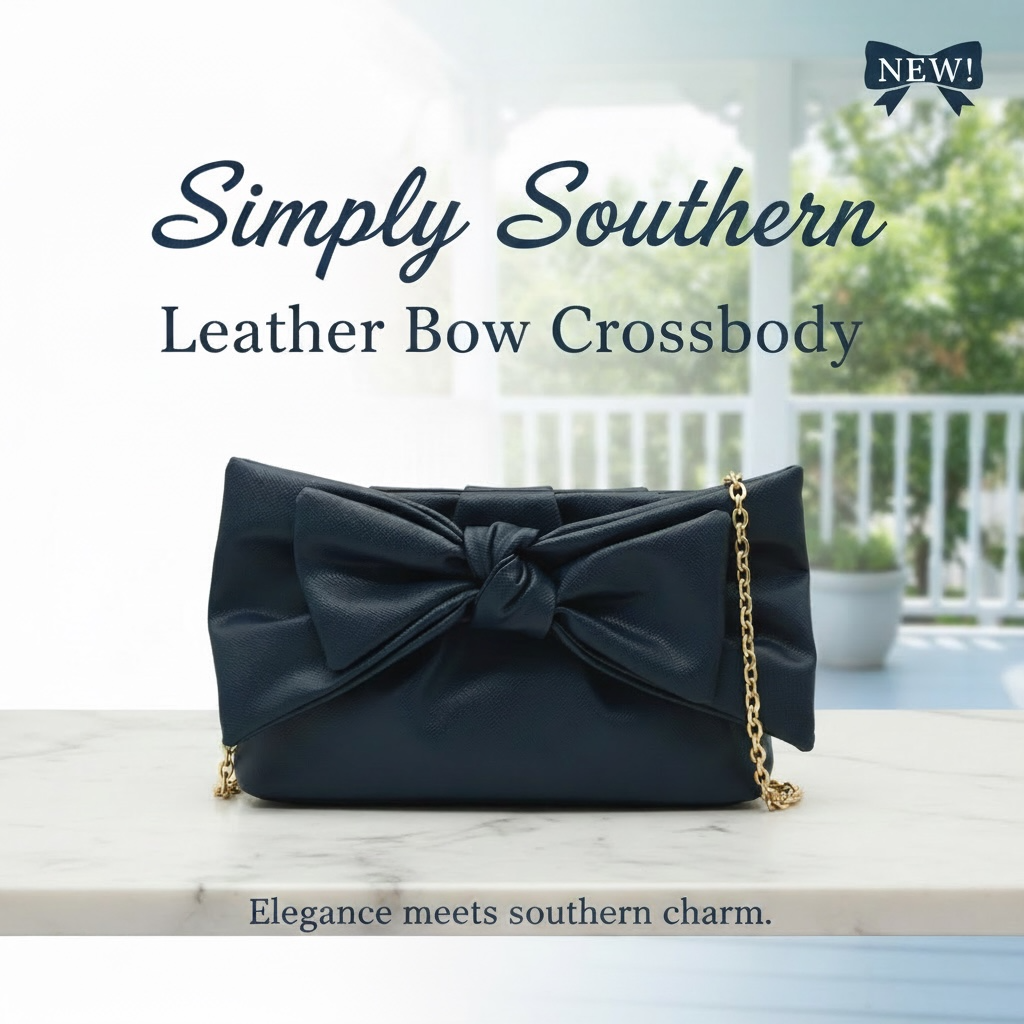 Simply Southern Leather Bow Crossbody Navy