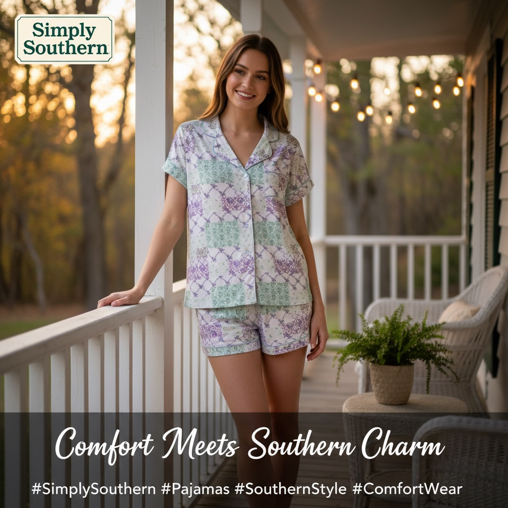 Simply Southern Button PJ Set Patchwork