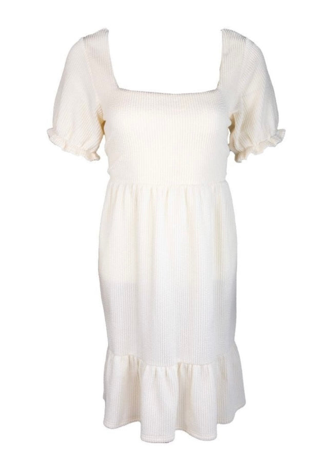 SIMPLY SOUTHERN KNIT SQUARE NECK DRESS IVORY