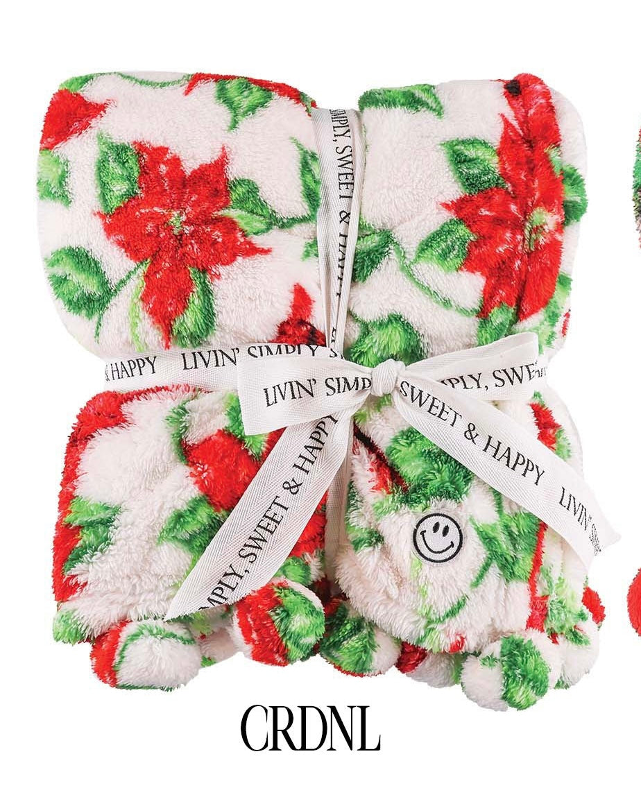 SIMPLY SOUTHERN SHERPA HOLIDAY BLANKET CARDINAL