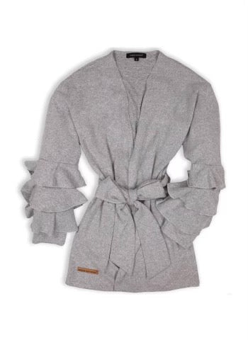 RUFFLE CARDIGAN GRAY