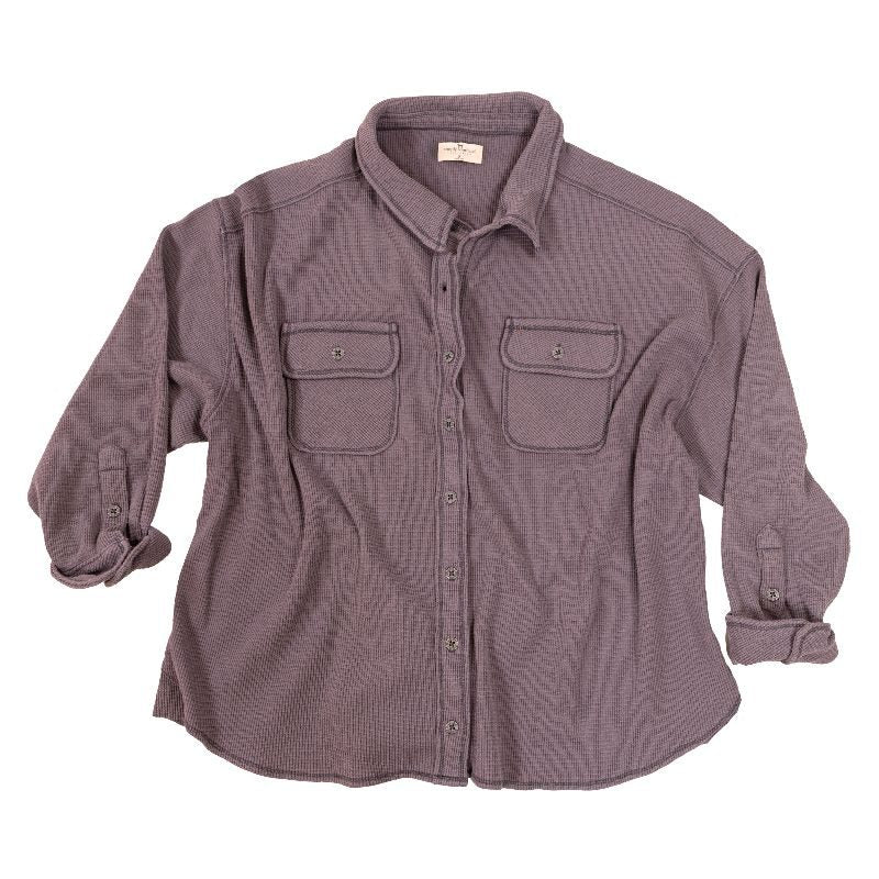 SIMPLY SOUTHERN WAFFLE SHACKET GRAY