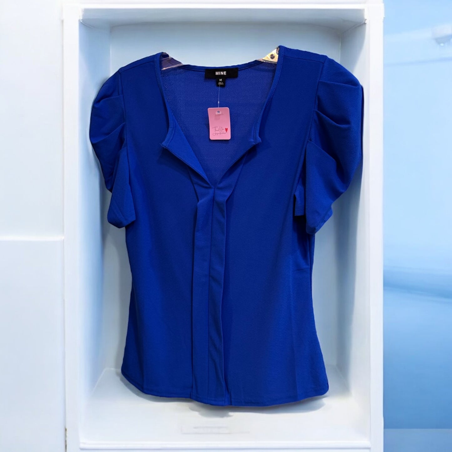 RUFFLE SLEEVE BLOUSE BLUE