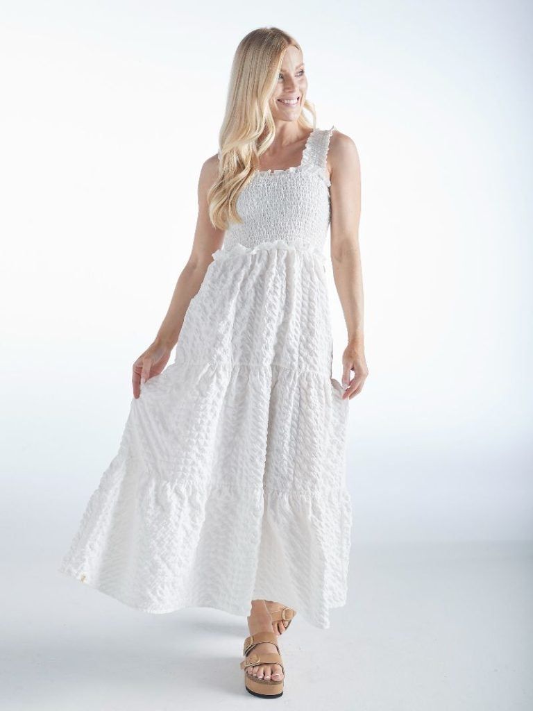 SIMPLY SOUTHERN LAT MAXI DRESS WHITE