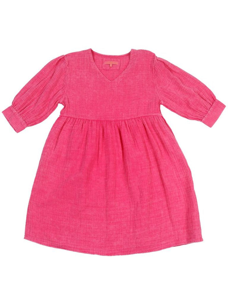 GAUZE VNECK DRESS PINK