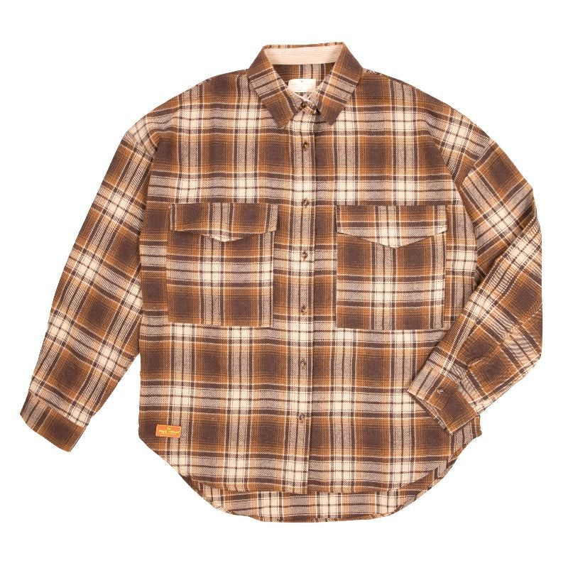 SIMPLY SOUTHERN PLAID SHACKET TAWNY