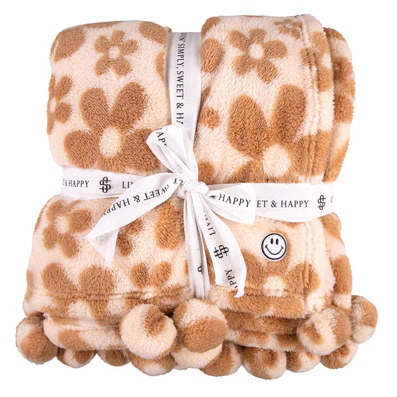 SOFT & COMFY BLANKET TAN FLOWER