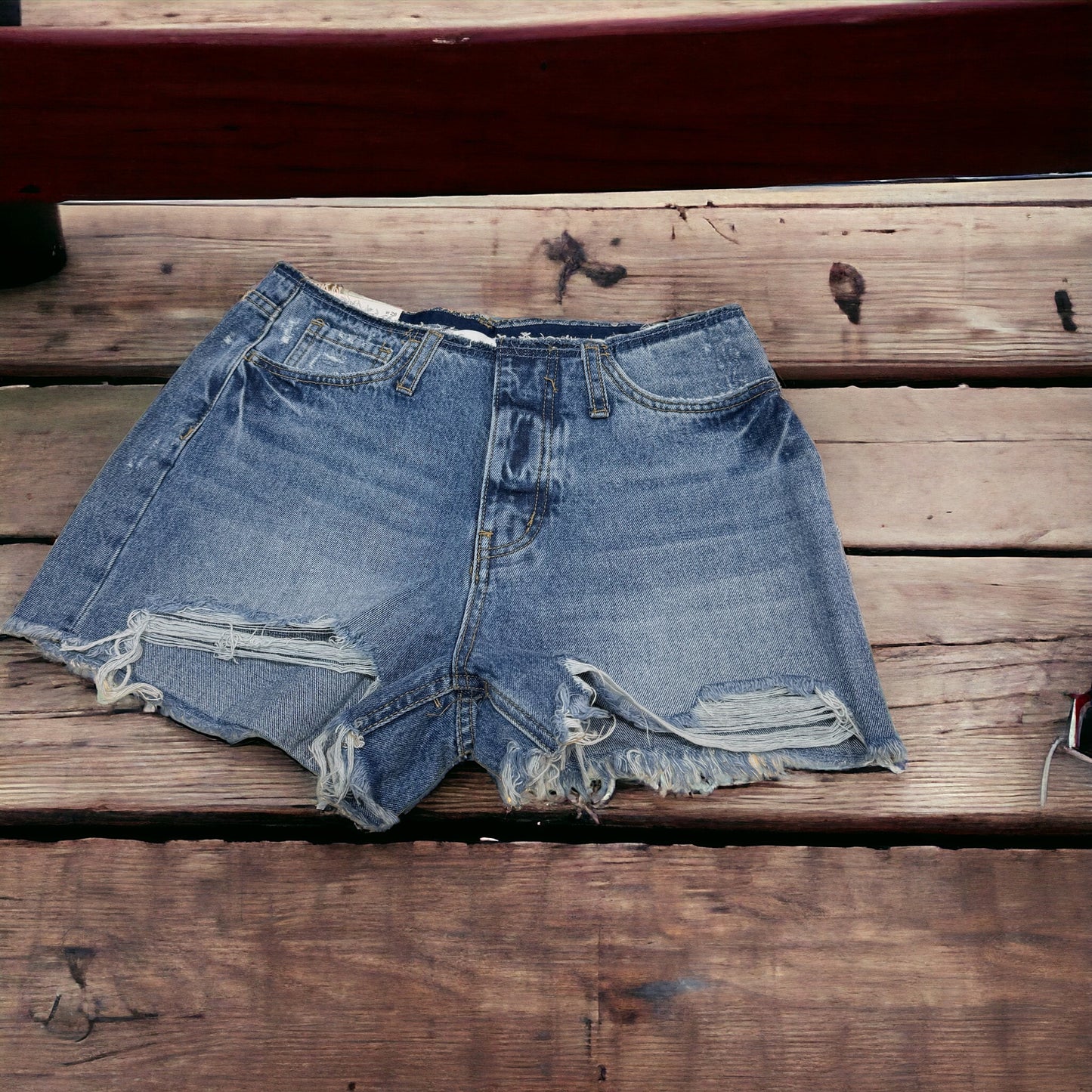 FLYING MONKEY LOS ANGELES BUTTON UP JEAN SHORTS HIGH RISE