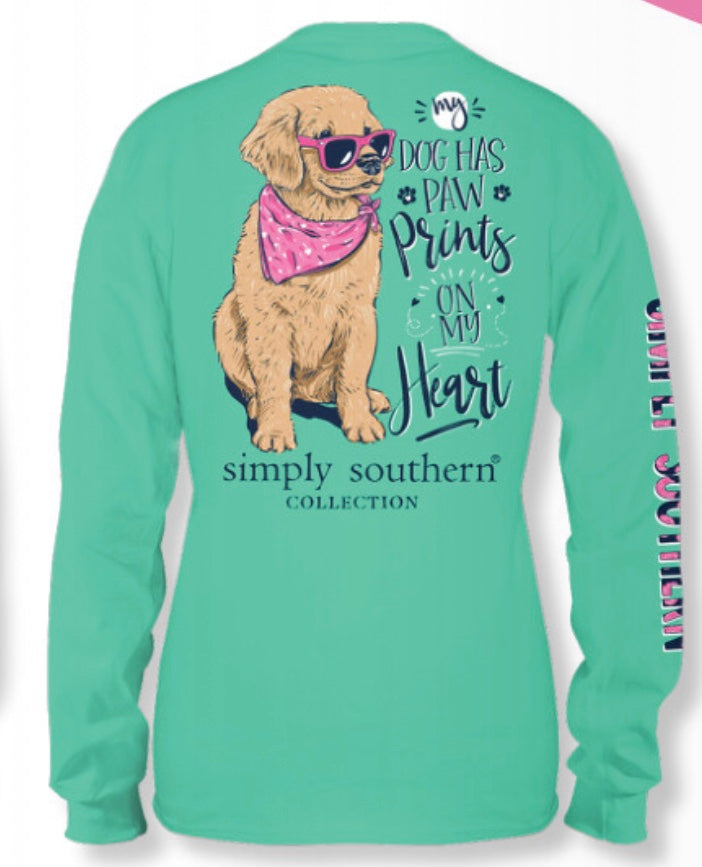 MY DOG HAS PAW PRINTS ON MY HEART LONG SLEEVE TEE