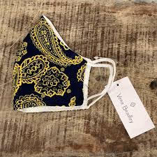 Vera Bradley Face Mask in Blue & Gold Bandana