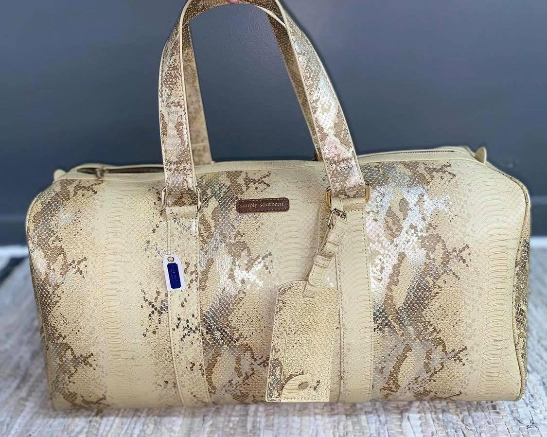 SIMPLY SOUTHERN LEATHER DUFFLE-SNAKE