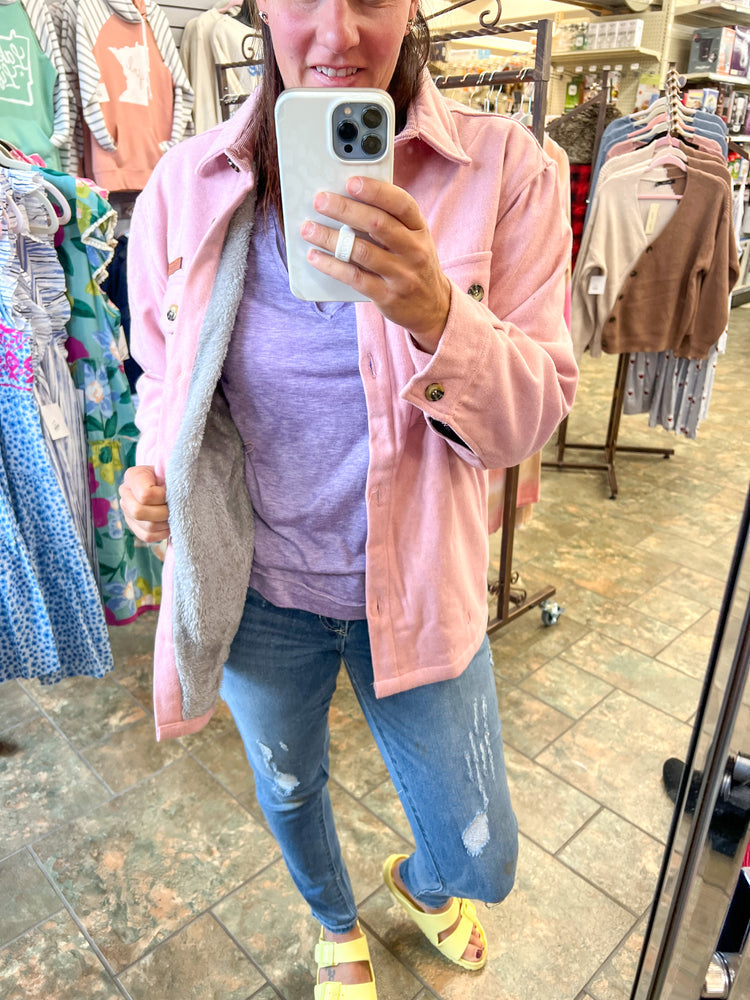 SIMPLY SOUTHERN SHERPA SHACKET PINK