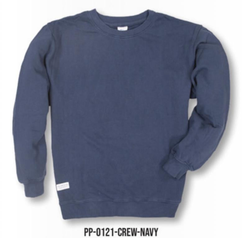 MENS DISTRESSED CREW-NAVY