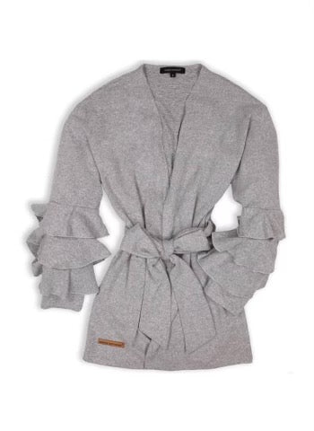 RUFFLE CARDIGAN GRAY