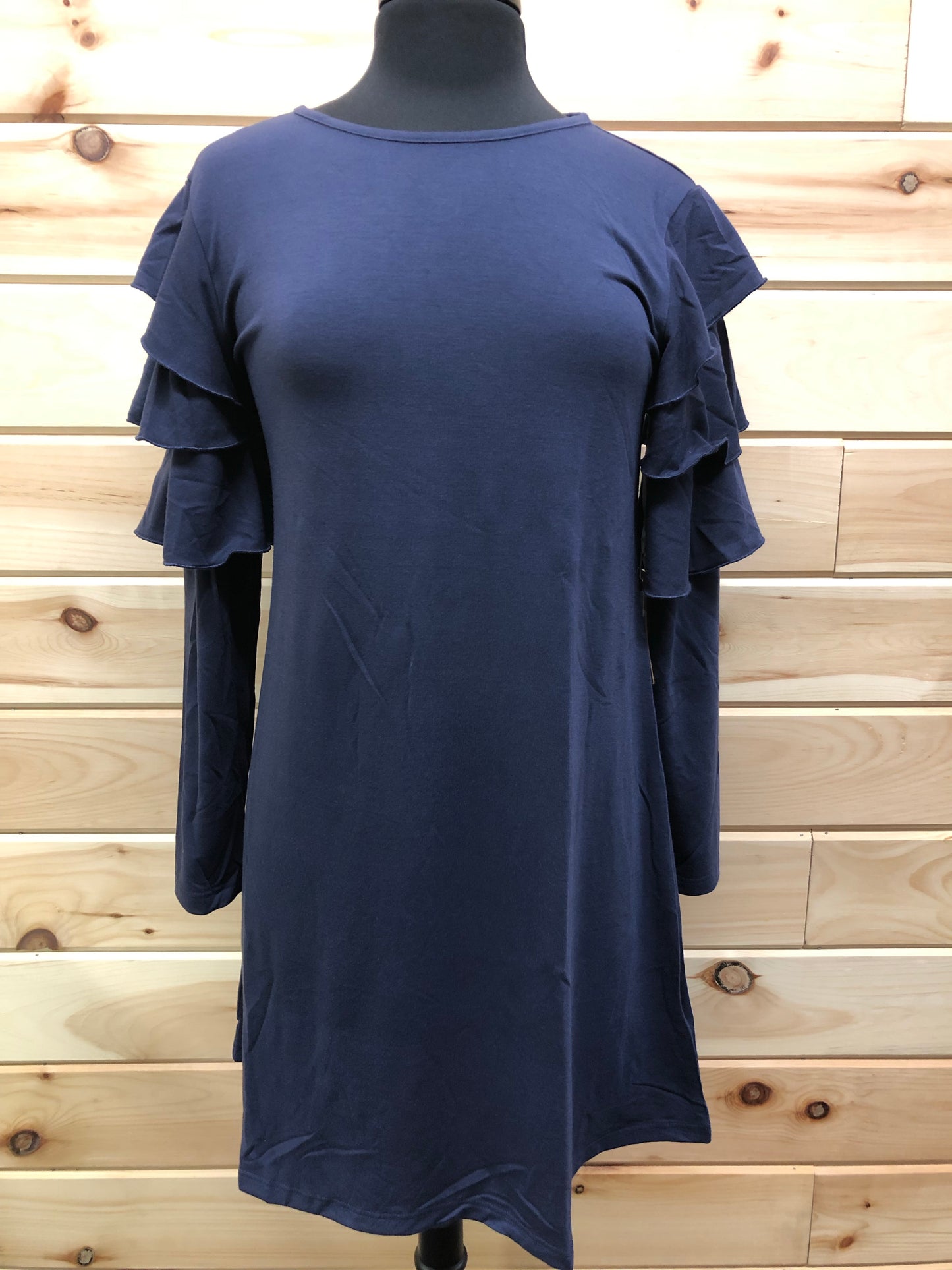 RUFFLE DRESS NAVY