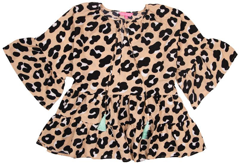 GATHER BLOUSE-LEOPARD