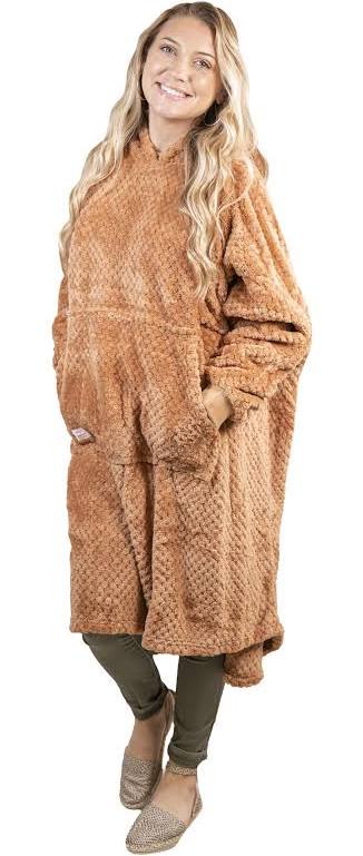 O/S SIMPLY SOUTHERN HOODIE PONCHO-CAMEL