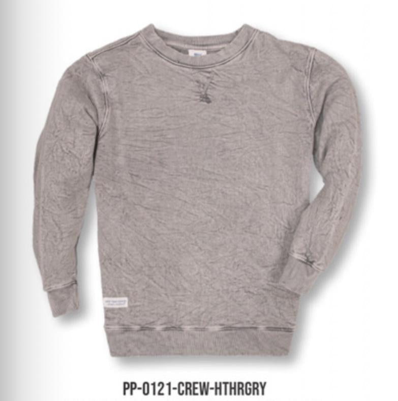 MENS DISTRESSED CREW-GRAY