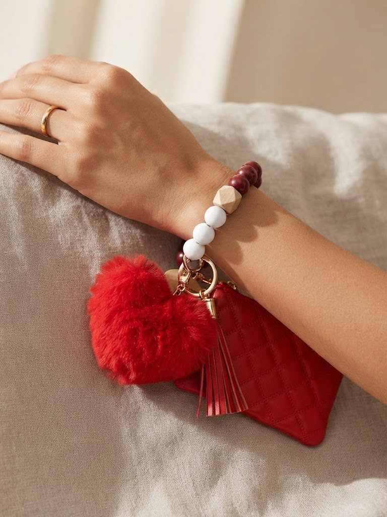 Beaded Bangle Heart Wristlet