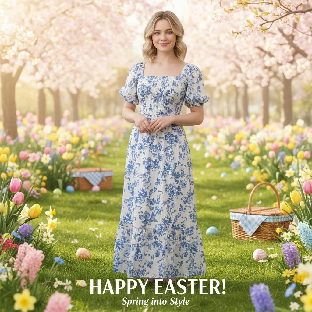 She+Sky Blue Floral Dress
