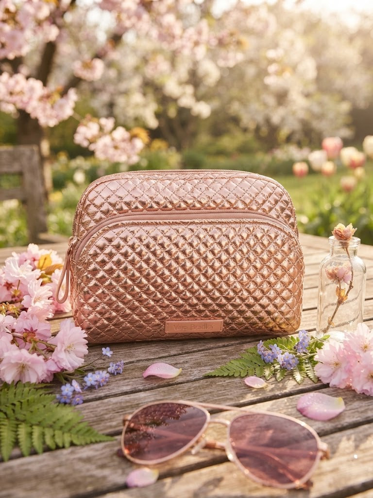 Vera Bradley Medium Cosmetic Rose Gold Shimmer