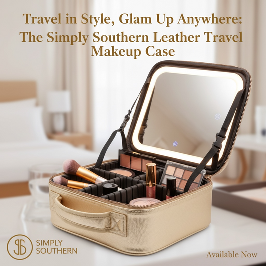 Simply Southern Leather Travel Makeup Case Gold