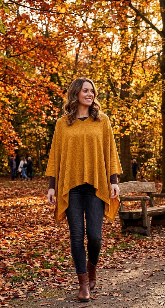 Simply Soft V-Neck Knit Poncho