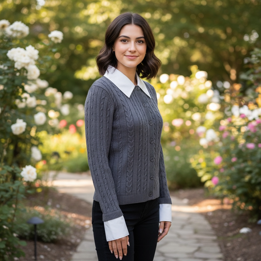 Gray Sweater White Collar