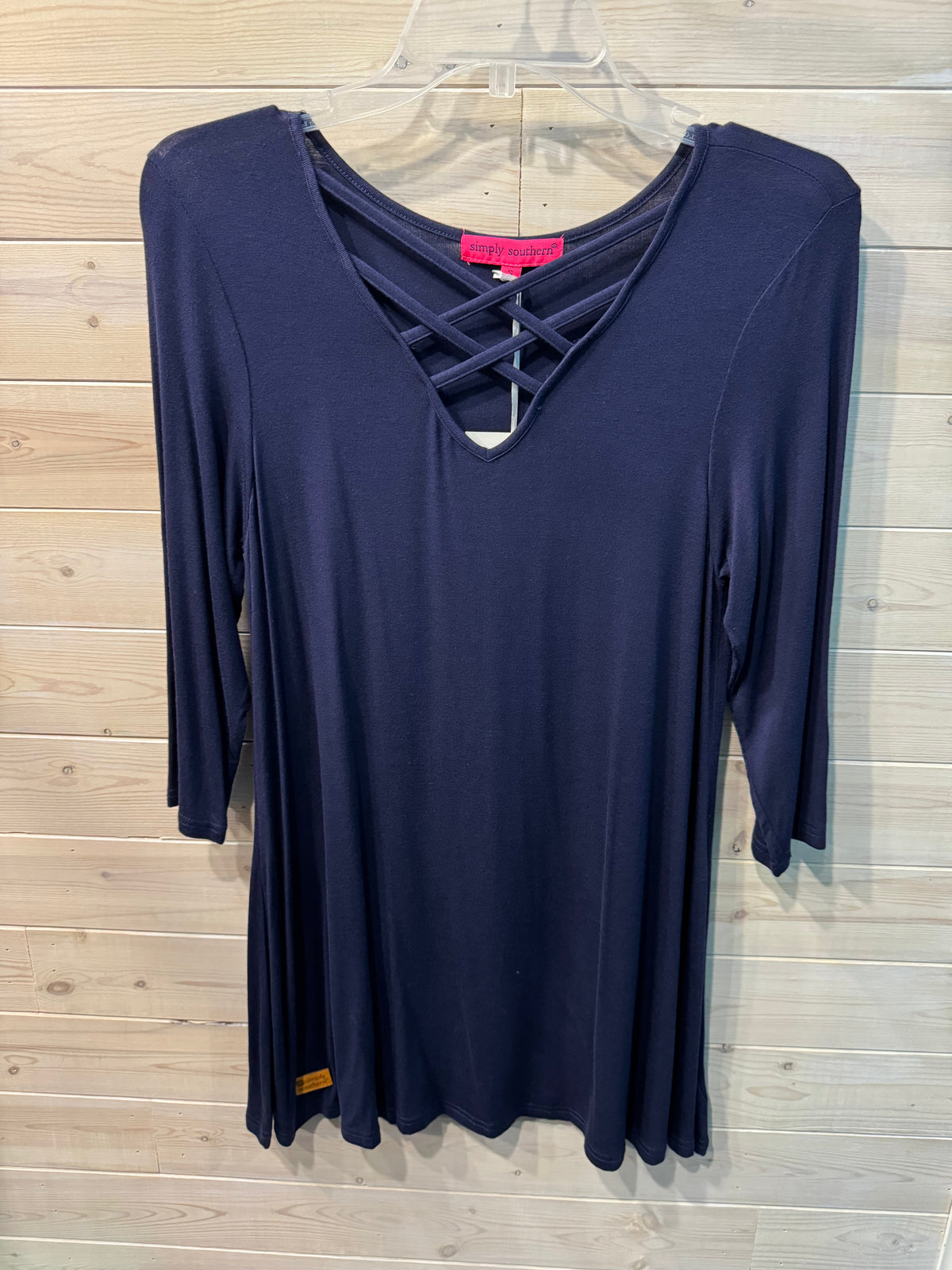 Simply Southern Navy Crisscross Neck Tunic