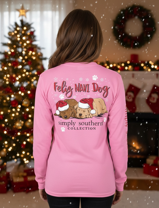 CHRISTMAS-LONG SLEEVE FELIZ NAVI DOG