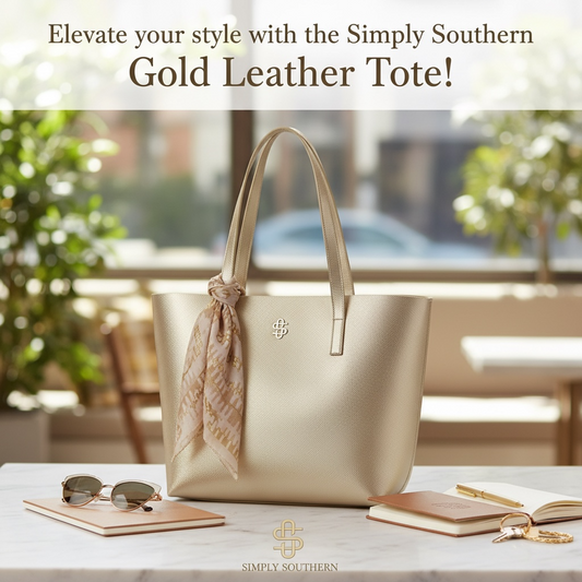Simply Southern Leather Tote Gold