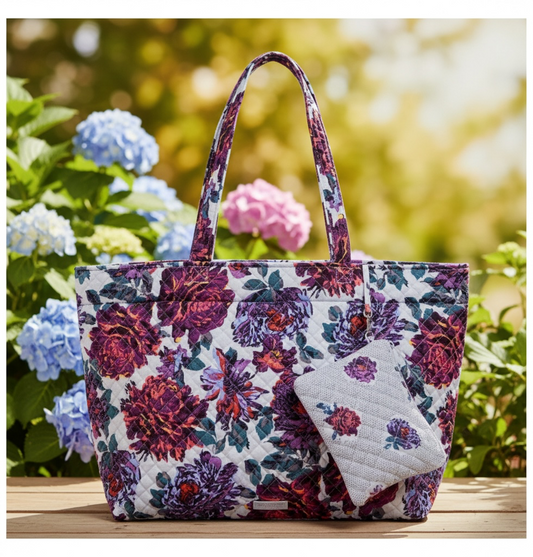 LARGE TOTE SET-NEON BLOOMS