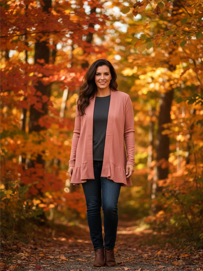 SIMPLY SOUTHERN GATHERED CARDIGAN SUNSET