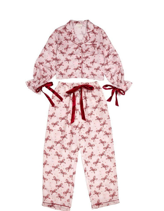Simply Southern Holiday PJ Set Candy Cane Bows