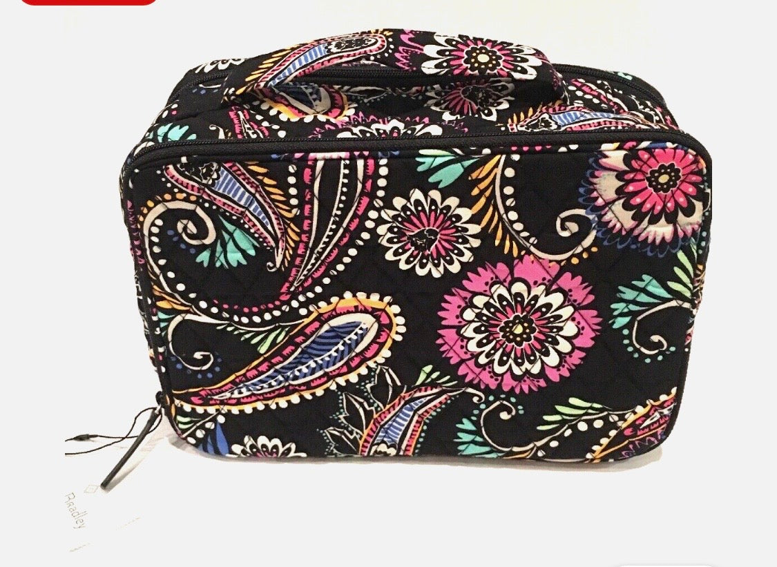 VERA BRADLEY LARGE BLUSH & BRUSH MAKEUP CASE BANDANA SWIRL