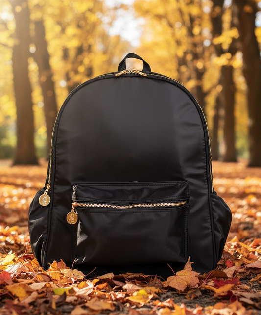 Simply Southern Black Backpack with Gold-Tone Zippers