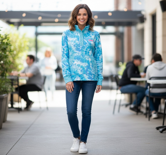 SIMPLY SOUTHERN TIE DYE PULLOVER BLUE