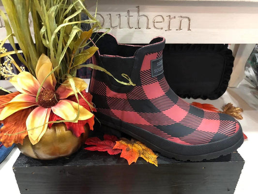Simply Southern Buffalo Plaid Ankle Rain Boots