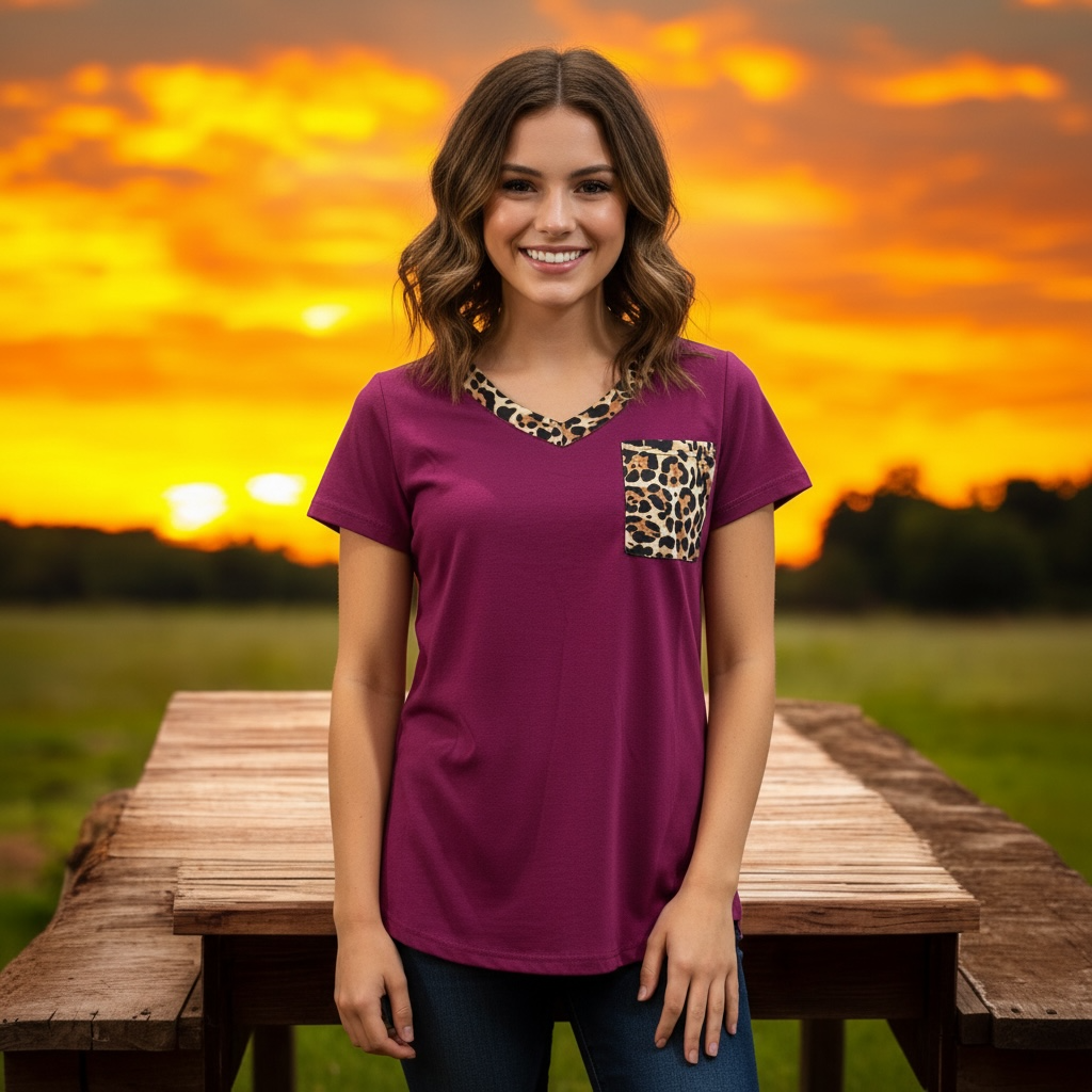 MAROON LEOPARD TOP